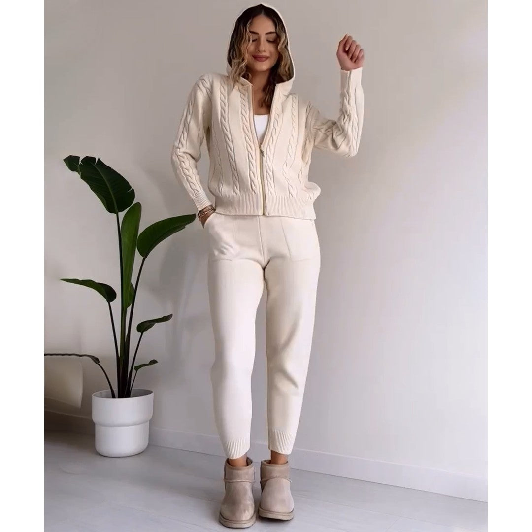 Woman wearing the Marisol women's knit sweater, front view