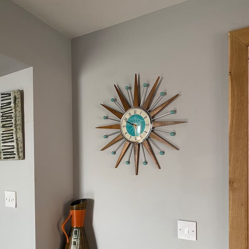 Handmade mid-century silent wall clock - product photo 6