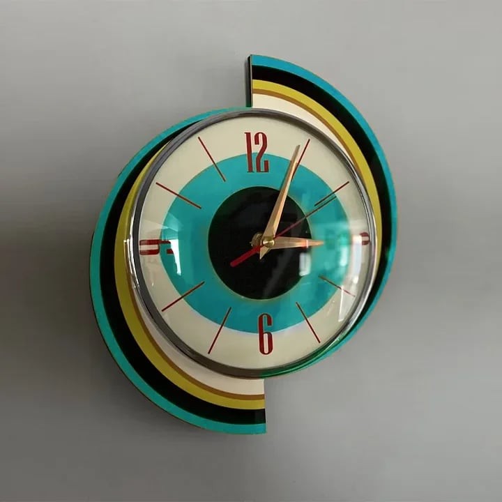 Handmade mid-century silent wall clock - product photo 8