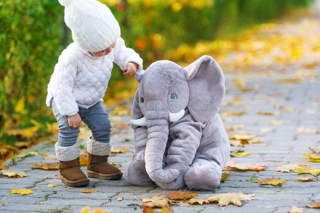 Plush elephant cushion for a nursery - product photo 4