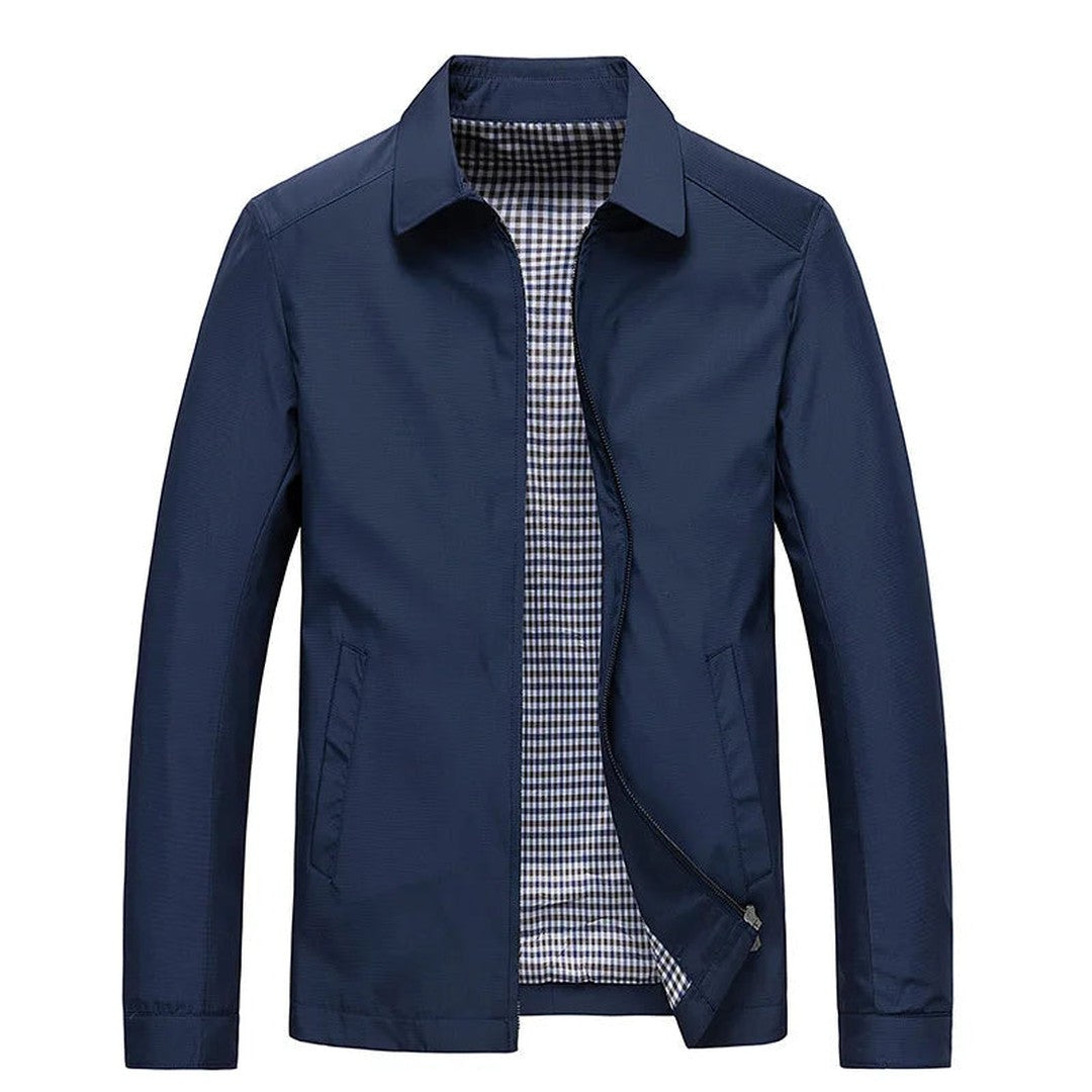 Man wearing the Maverick men's mini minimalist jacket, back view