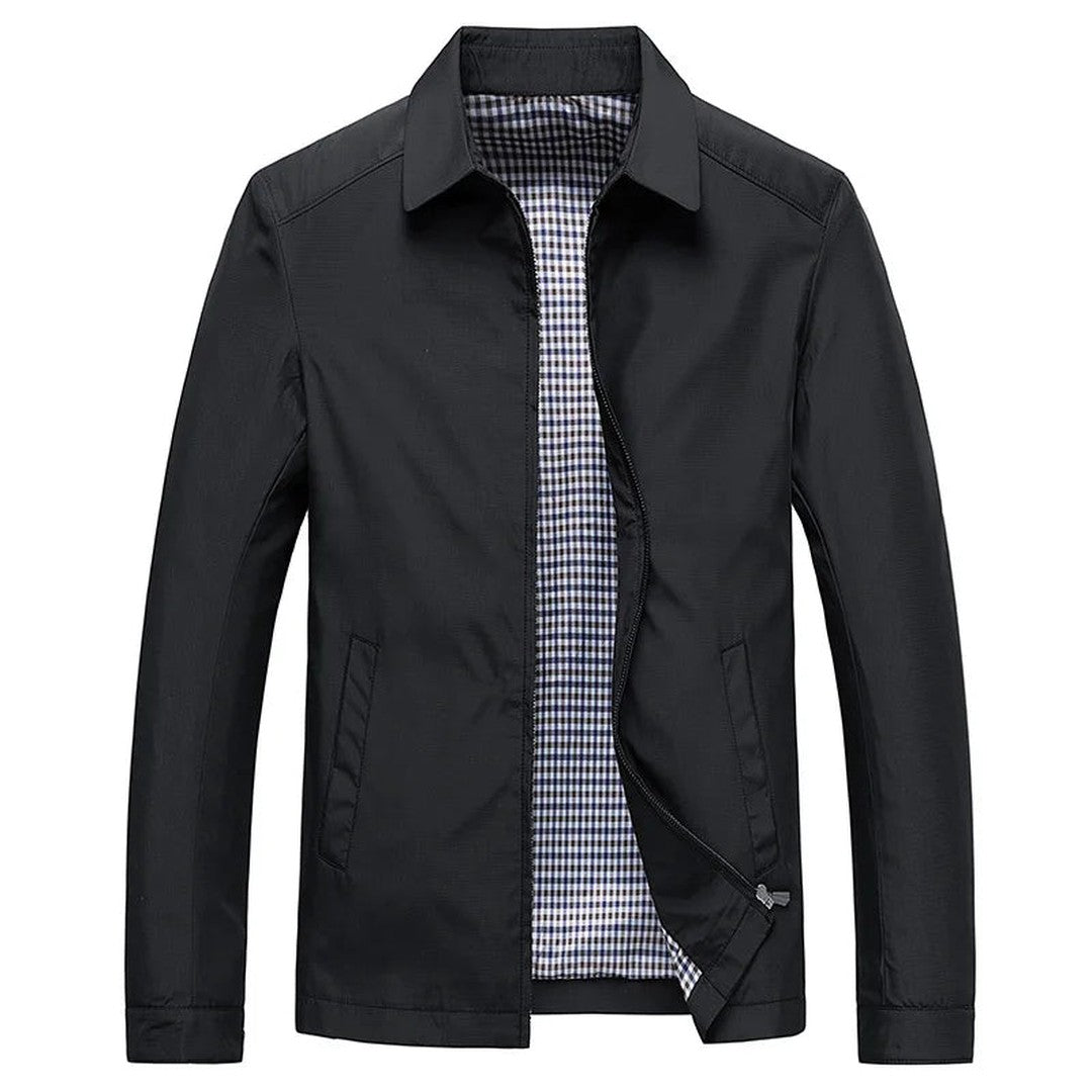 Man wearing the Maverick men's mini minimalist jacket, front view