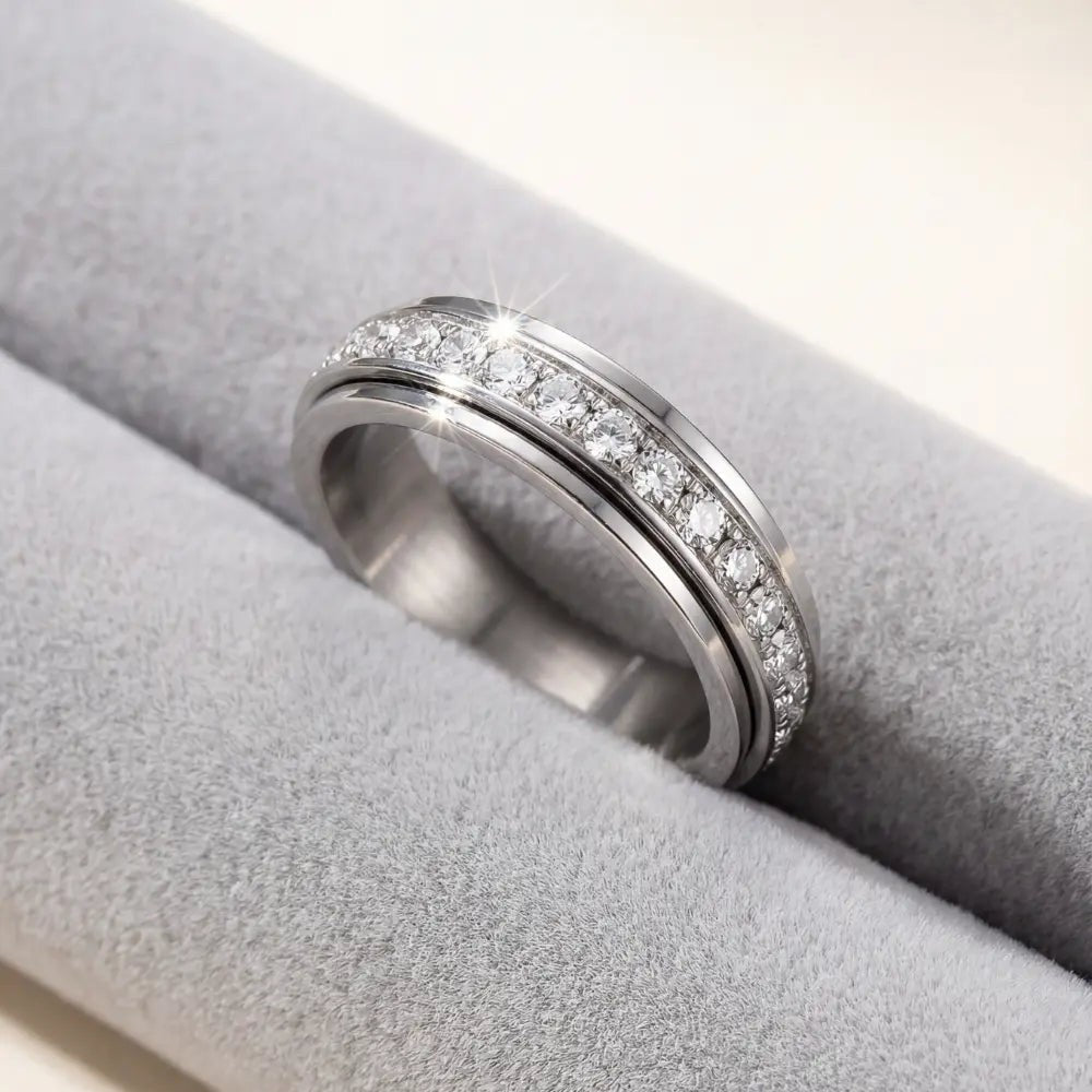 Titanium steel spinner ring with rotating zirconia band - product photo 1