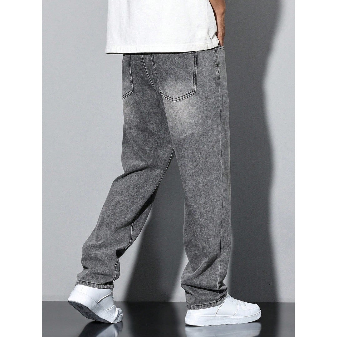 Man wearing the Miles men's casual denim jeans, flatlay view