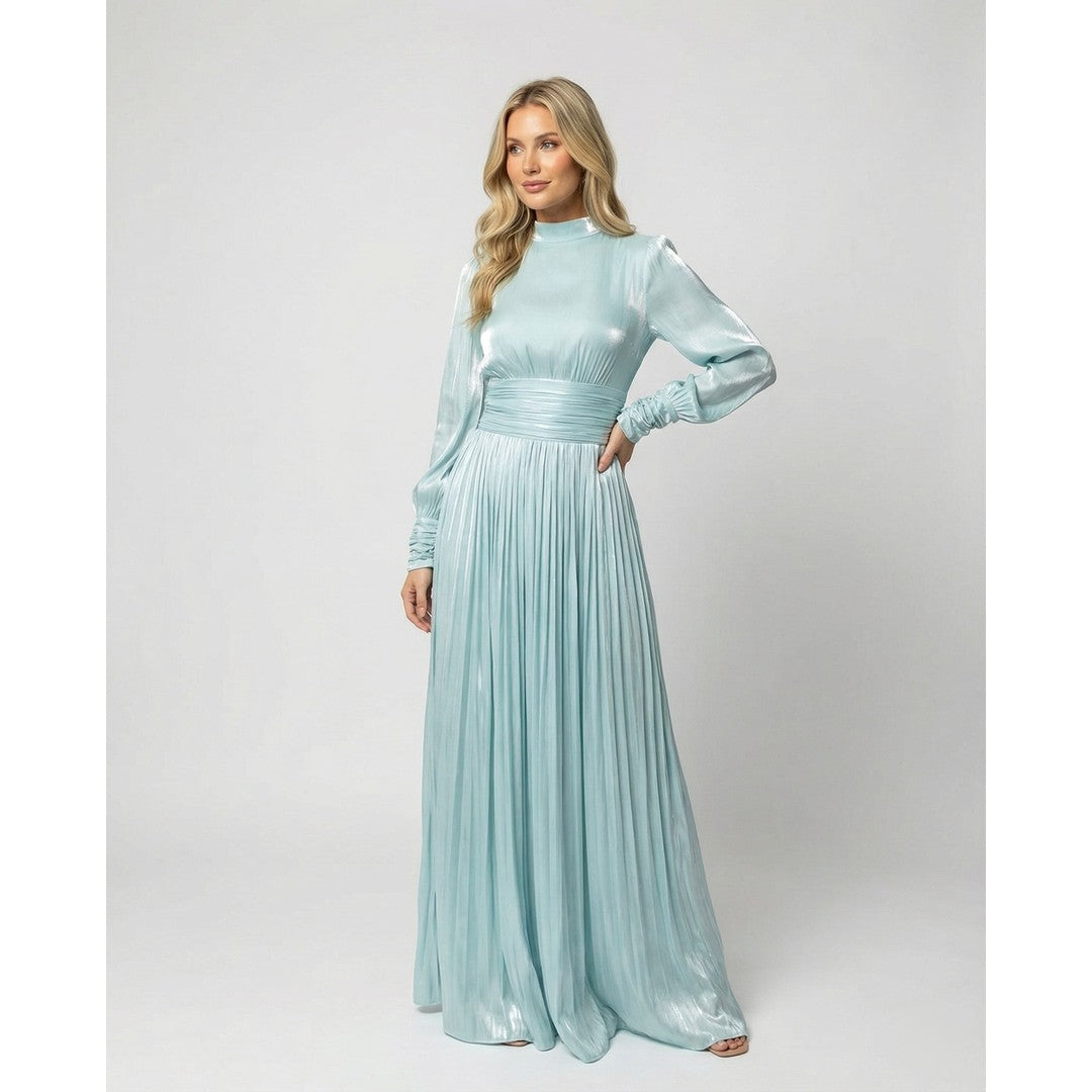 Woman wearing the Moira women's maxi dress, front view