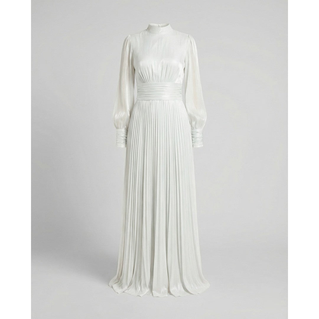 Woman wearing the Moira women's maxi dress, model view