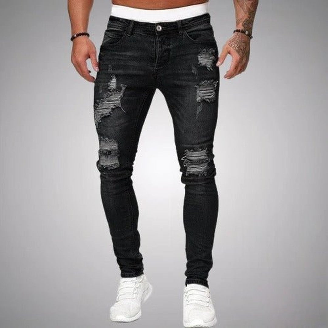 Man wearing the Murphy men's slim-fit stretch jeans, front view