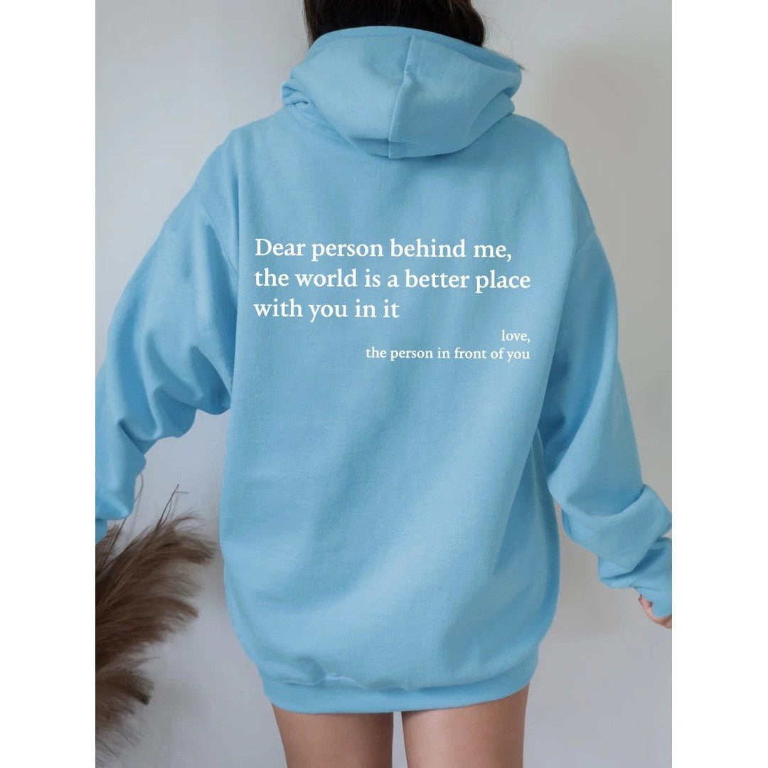 Woman wearing the Naomi women's hoodie, 16 view