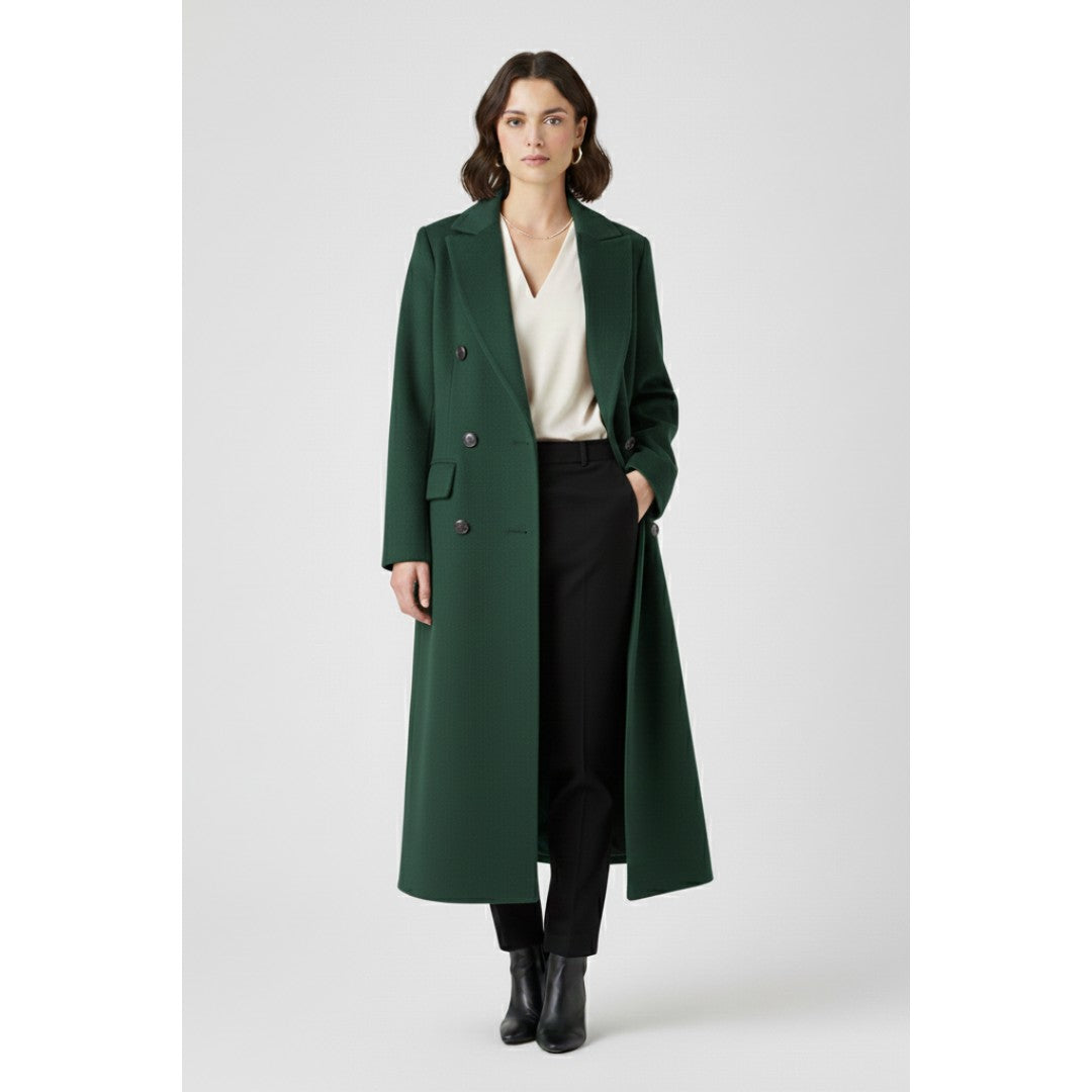 Woman wearing the Nataly women's button-up coat, 10 view