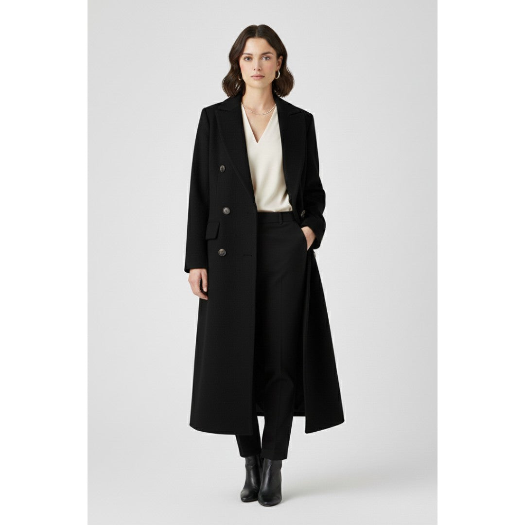 Woman wearing the Nataly women's button-up coat, 8 view
