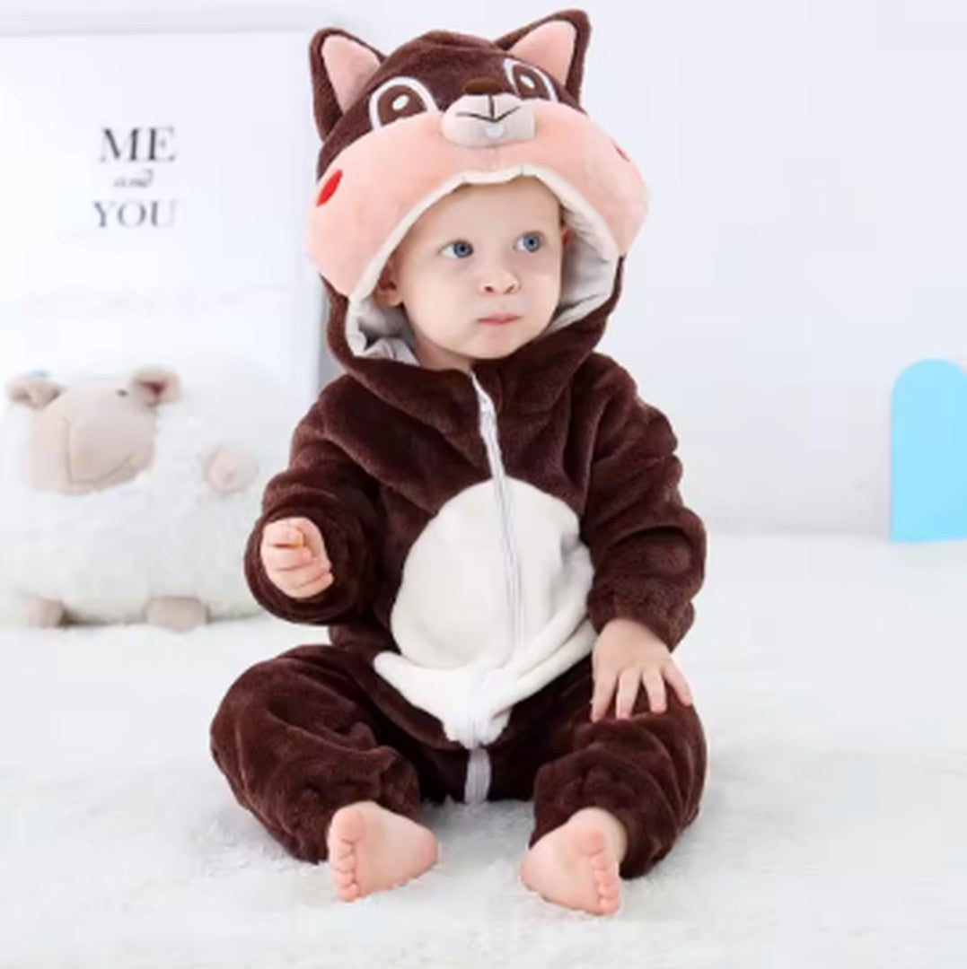 Hooded flannel baby romper - product photo 7