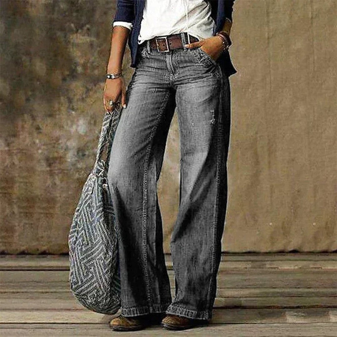Woman wearing the Neve women's pants, side view