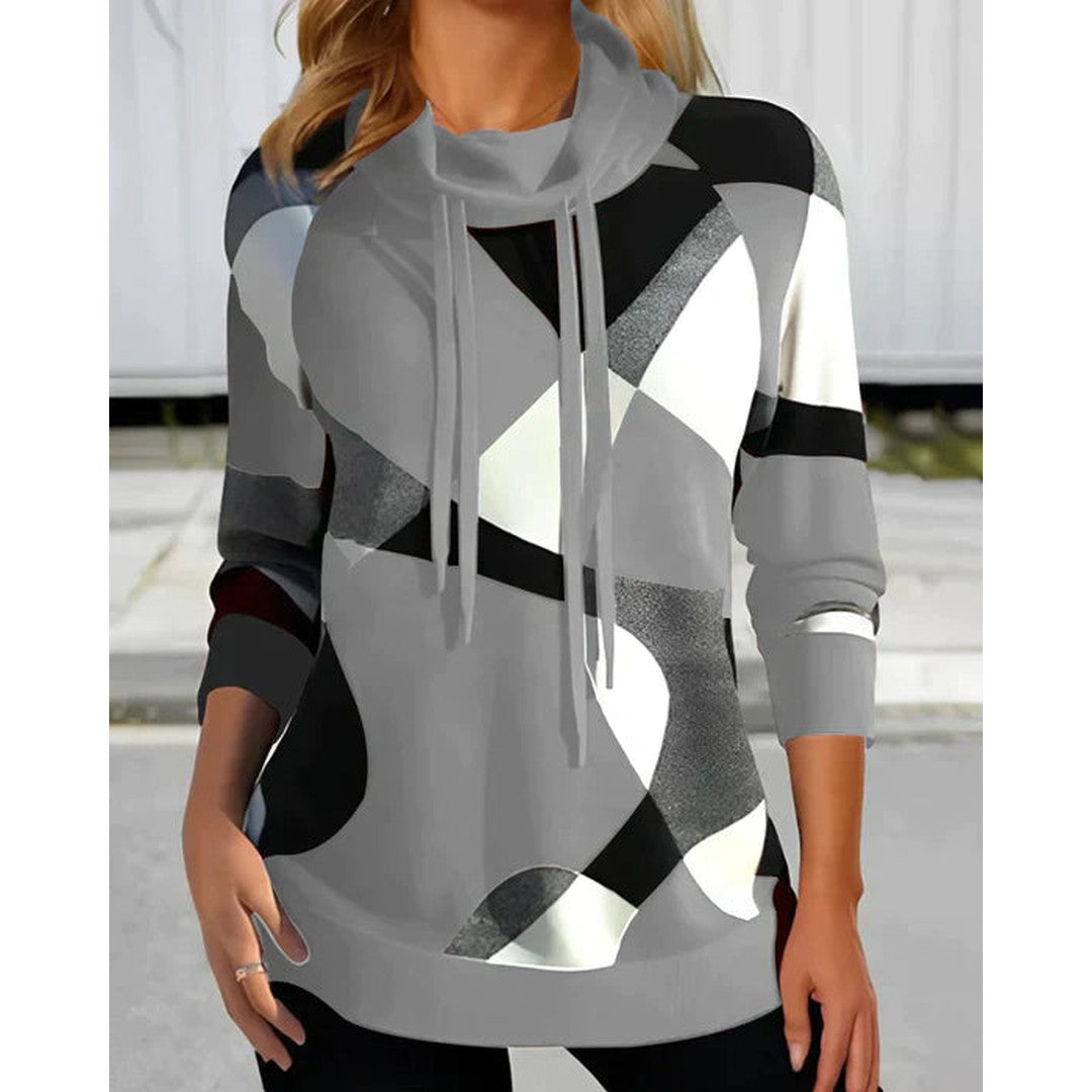 Woman wearing the Nina women's hoodie, side view