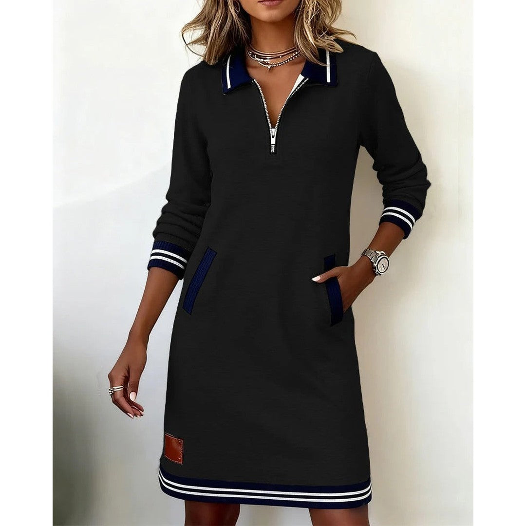 Woman wearing the Octavia women's chic dress, 7 view