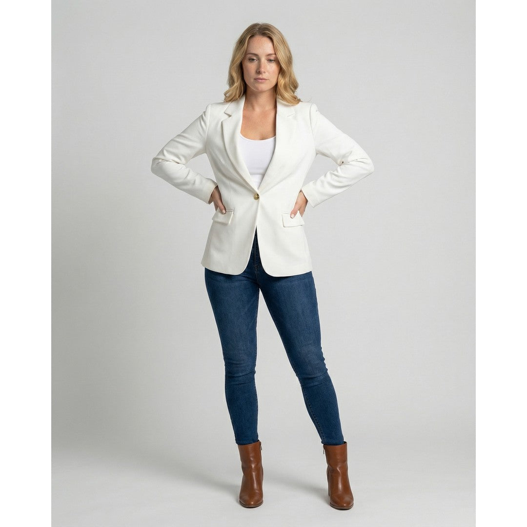 Woman wearing the Ophelia women's elegant blazer, 7 view