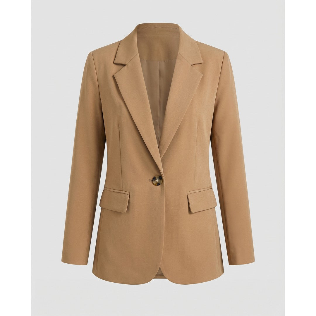 Woman wearing the Ophelia women's elegant blazer, model view