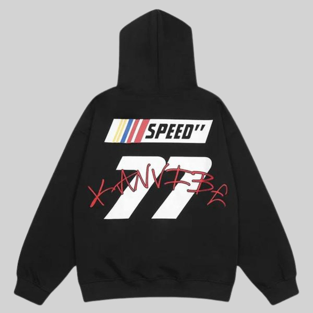 Man wearing the Osborn men's hoodie, front view