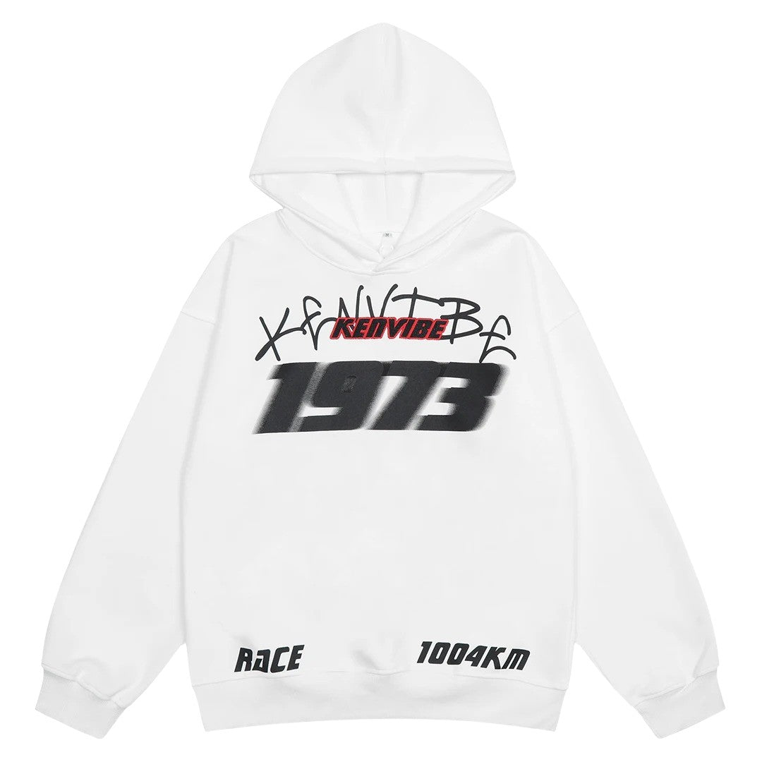 Man wearing the Osborn men's hoodie, side view