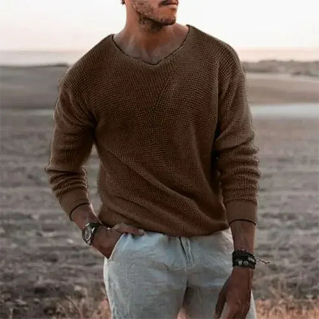 Caspian | Men's Relaxed V-Neck Knit Pullover Sweater