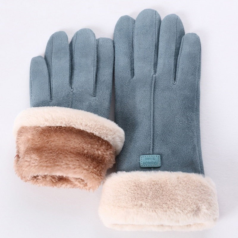 Faux fur lined women's winter gloves - product photo 1