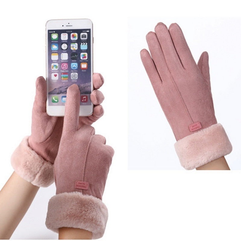 Faux fur lined women's winter gloves - product photo 10
