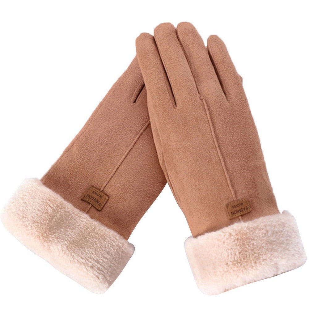 Faux fur lined women's winter gloves - product photo 5