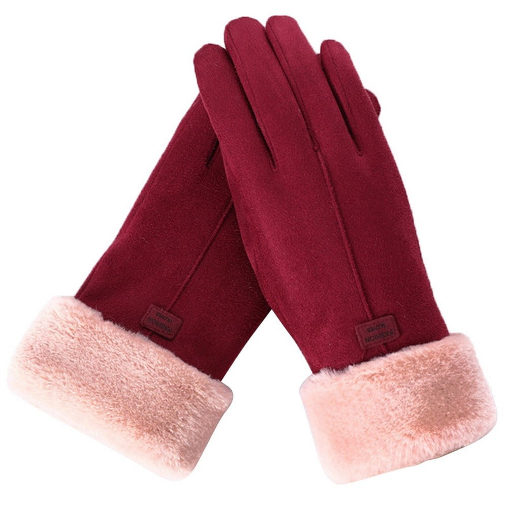 Faux fur lined women's winter gloves - product photo 6