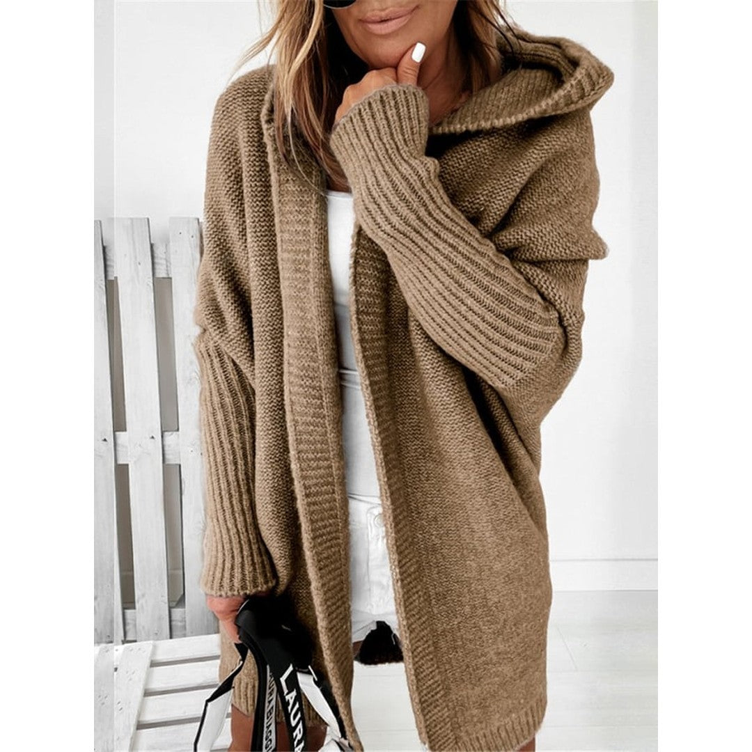 Woman wearing the Perdita women's hooded long-sleeve jacket, flatlay view