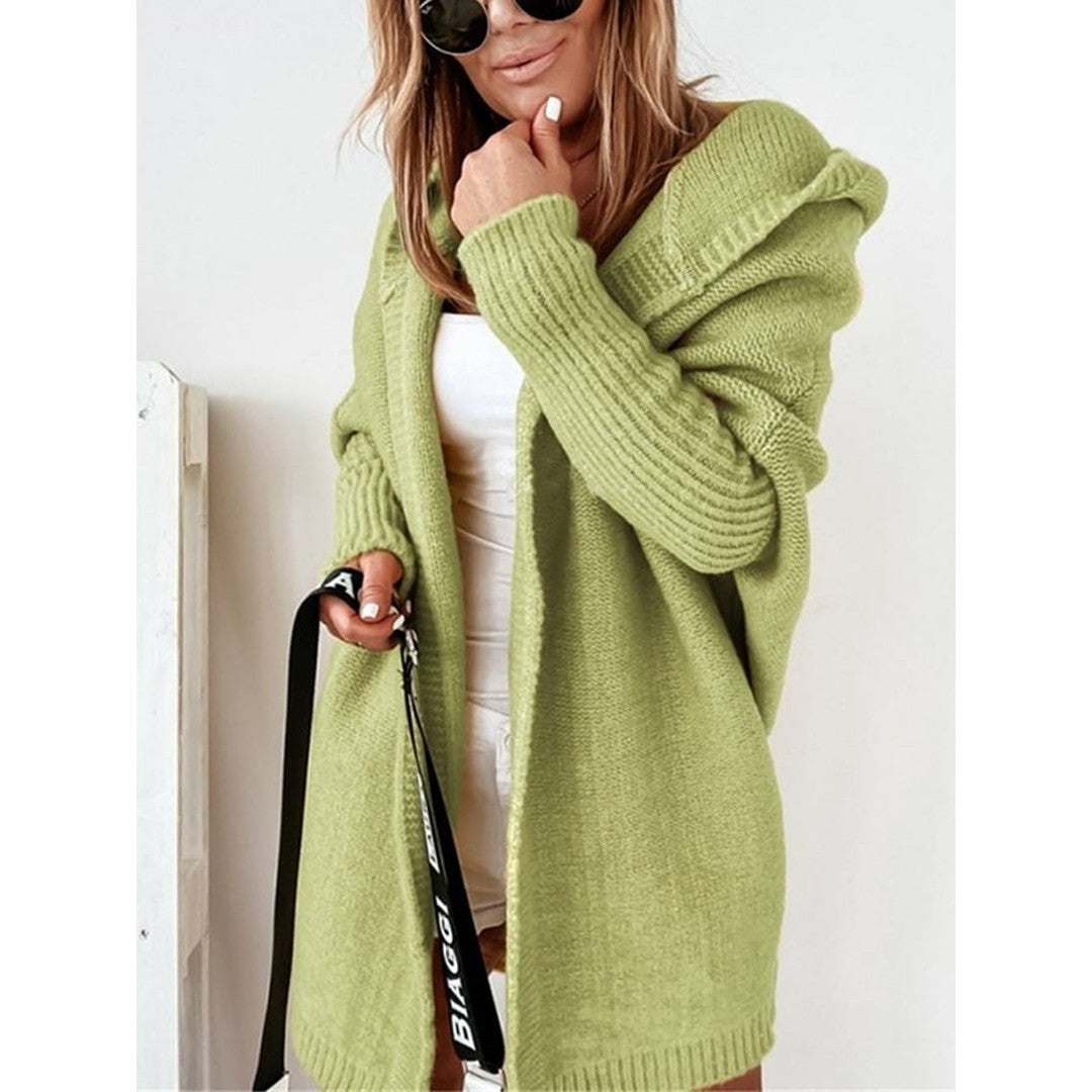 Woman wearing the Perdita women's hooded long-sleeve jacket, side view