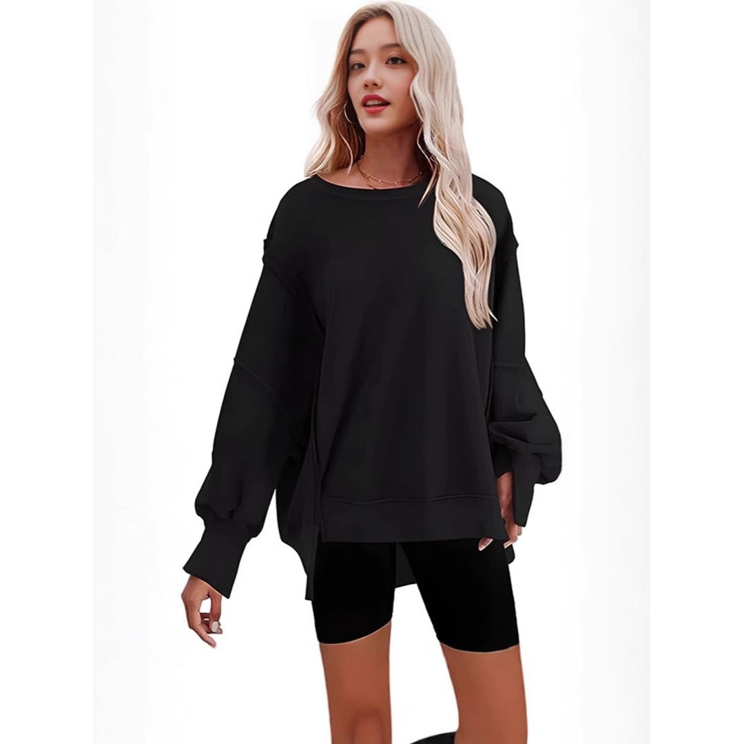 Woman wearing the Petra women's sweatshirt, 7 view