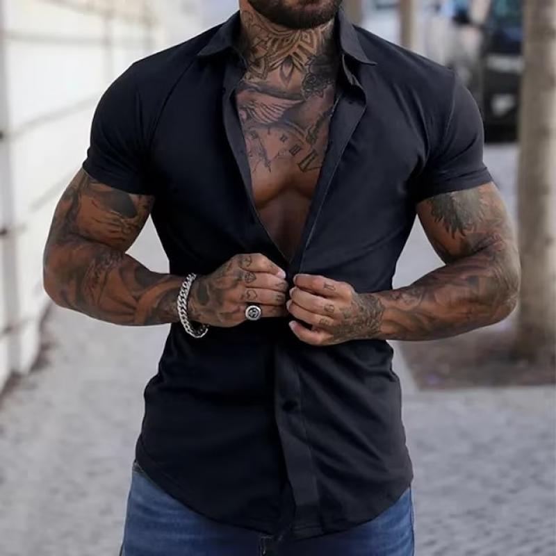 Enzo | Men's Short Sleeve Button Front Shirt