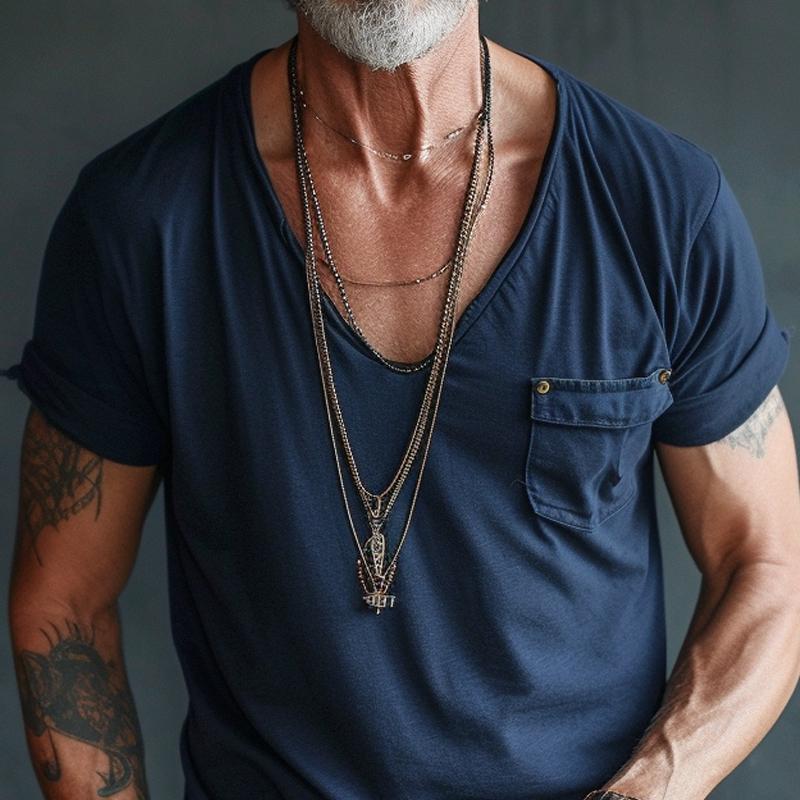 Kairo | Men's V-Neck Pocket Detail Casual T-Shirt