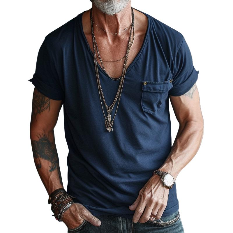 Kairo | Men's V-Neck Pocket Detail Casual T-Shirt