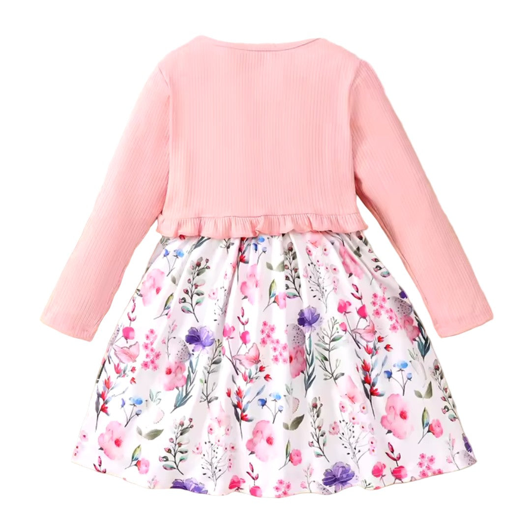 Girls' floral dress and knitted coat set - product photo 3