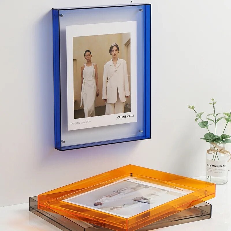 Colored acrylic floating photo frame - product photo 1