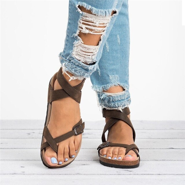 Mara | Women's Orthopedic Crisscross Strap Flat Sandals