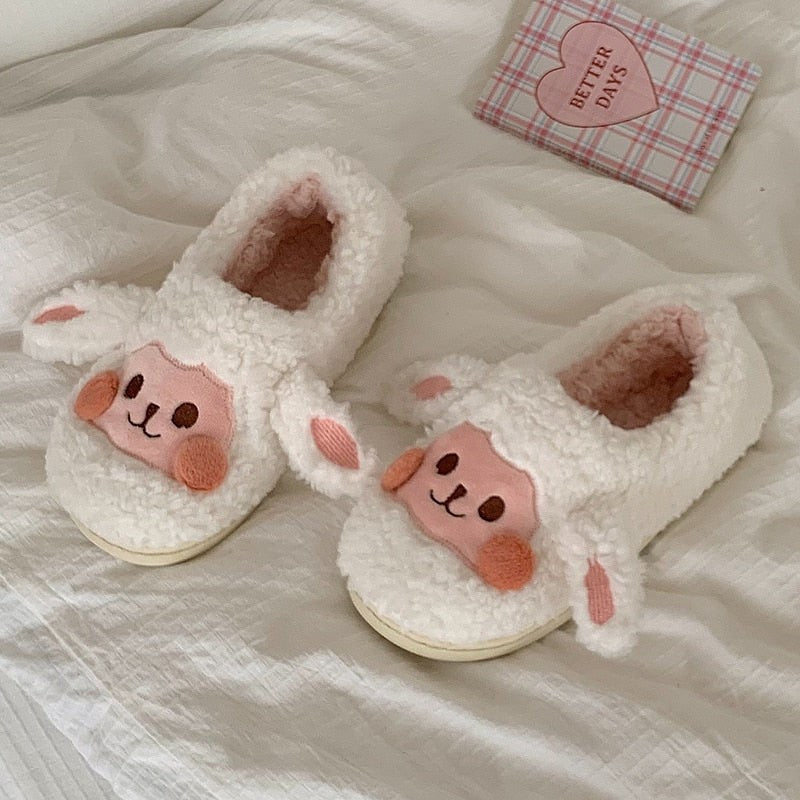 Fluffy animal house slippers - product photo 2