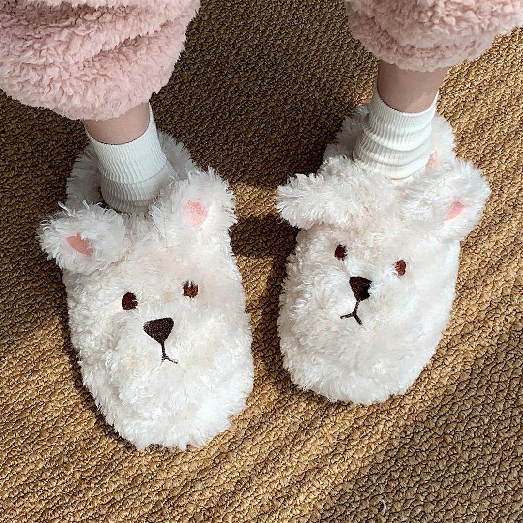 Fluffy animal house slippers - product photo 3