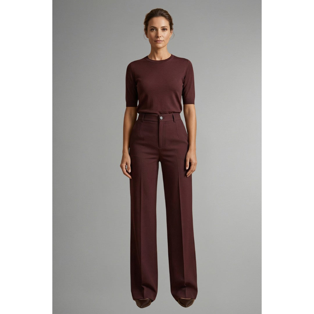 Woman wearing the Rafaela women's straight-leg pants, back view