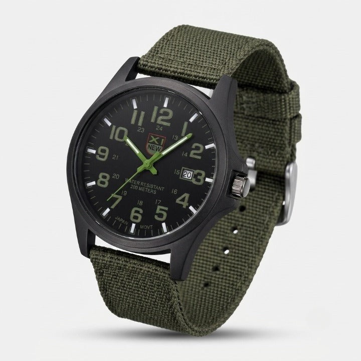 Tactical men's stainless steel watch with LED backlight - product photo 1