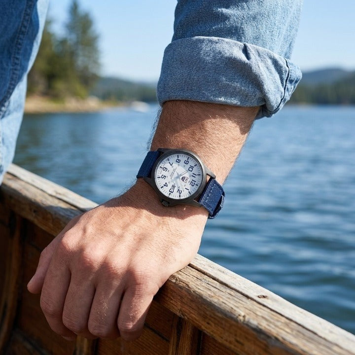 Tactical men's stainless steel watch with LED backlight - product photo 5