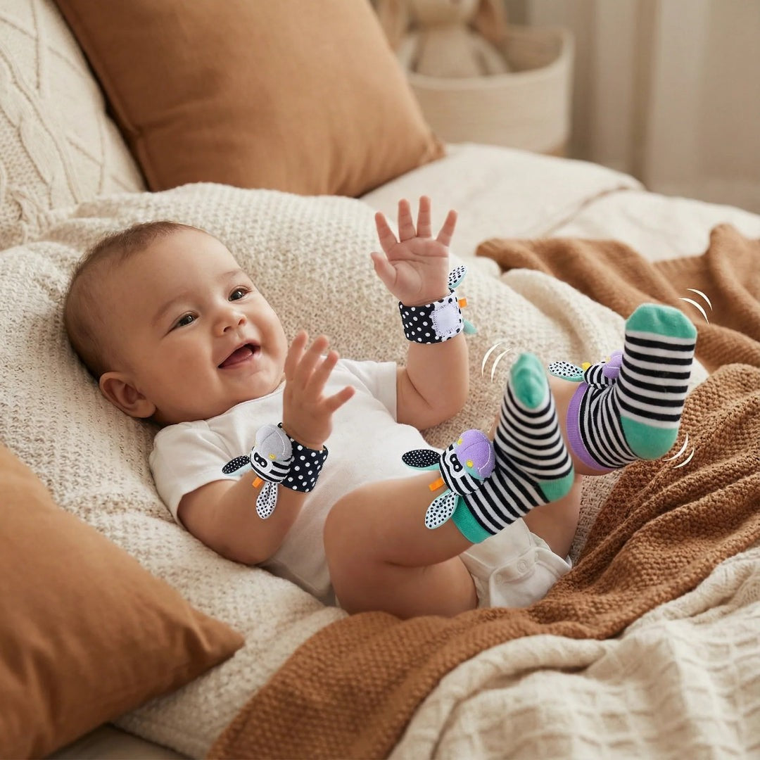 Baby wrist rattle and sock sensory set - product photo 1