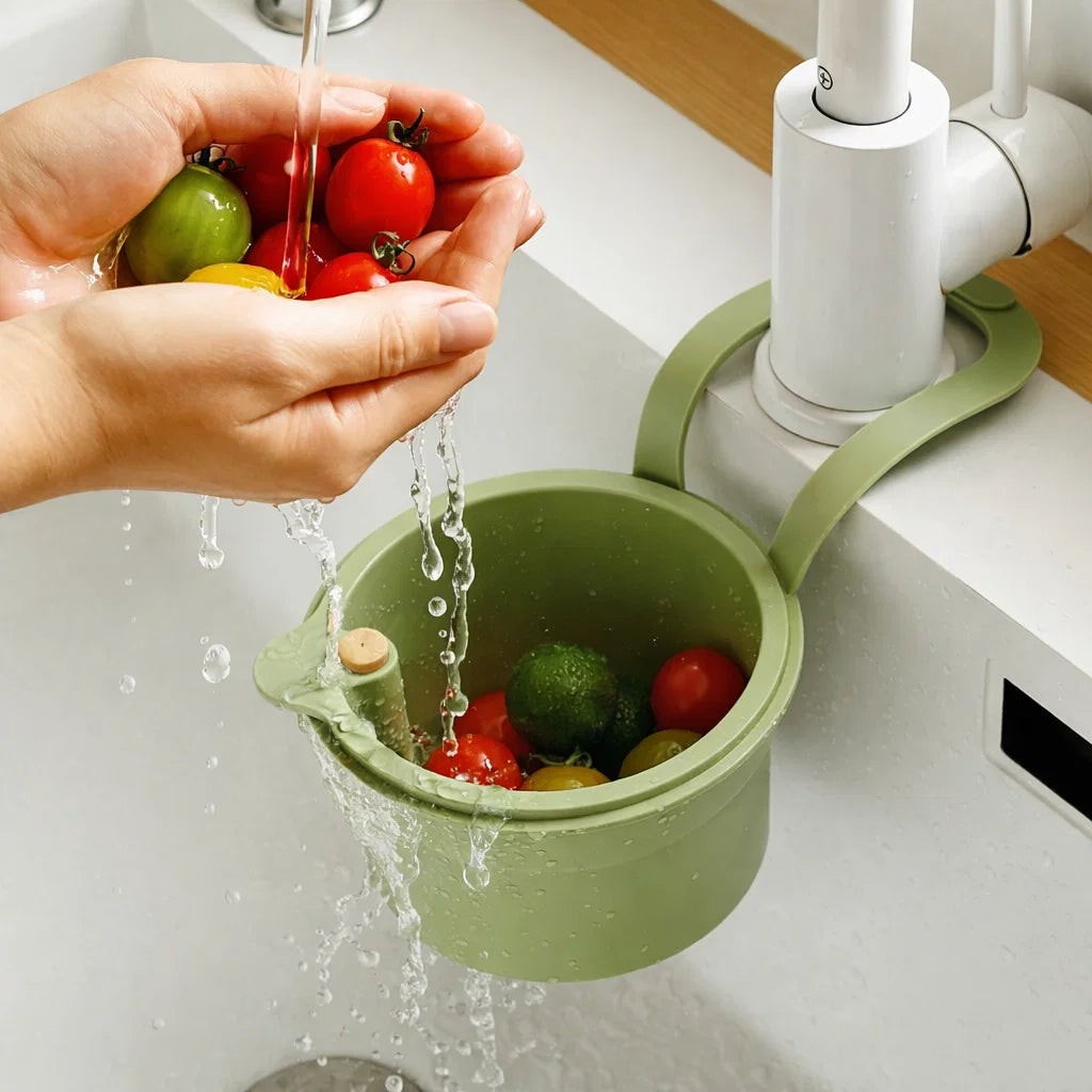 Hanging drain basket strainer with two-stage filter - product photo 1