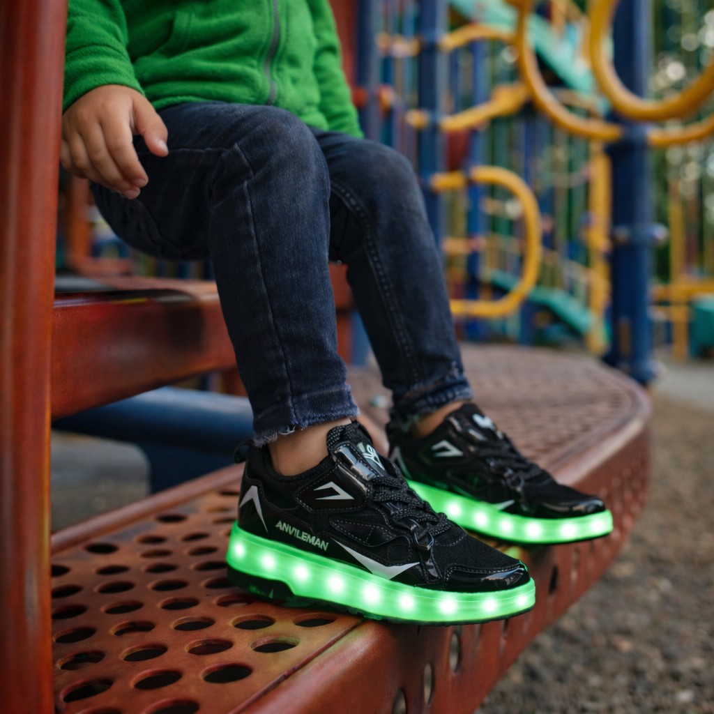 LED light-up sneaker with retractable heel wheels - product photo 3
