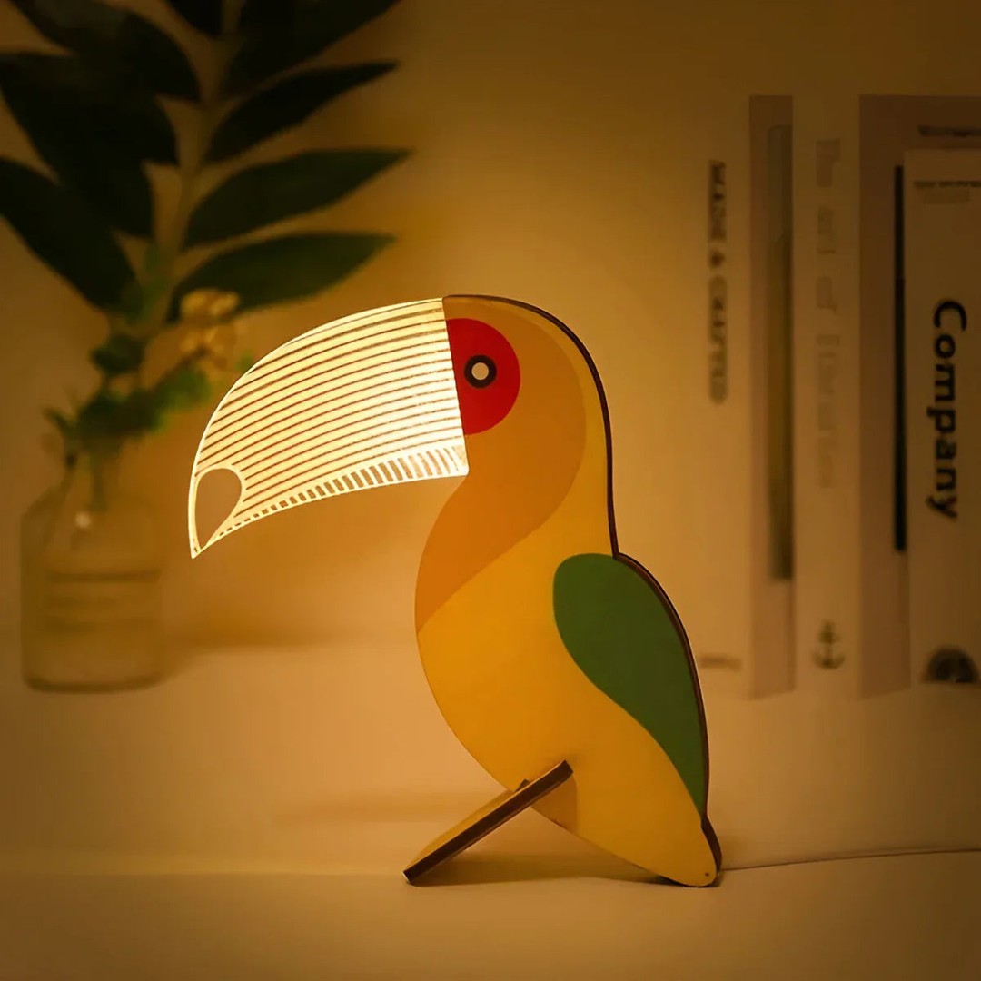 Wooden animal night light with an acrylic panel - product photo 2