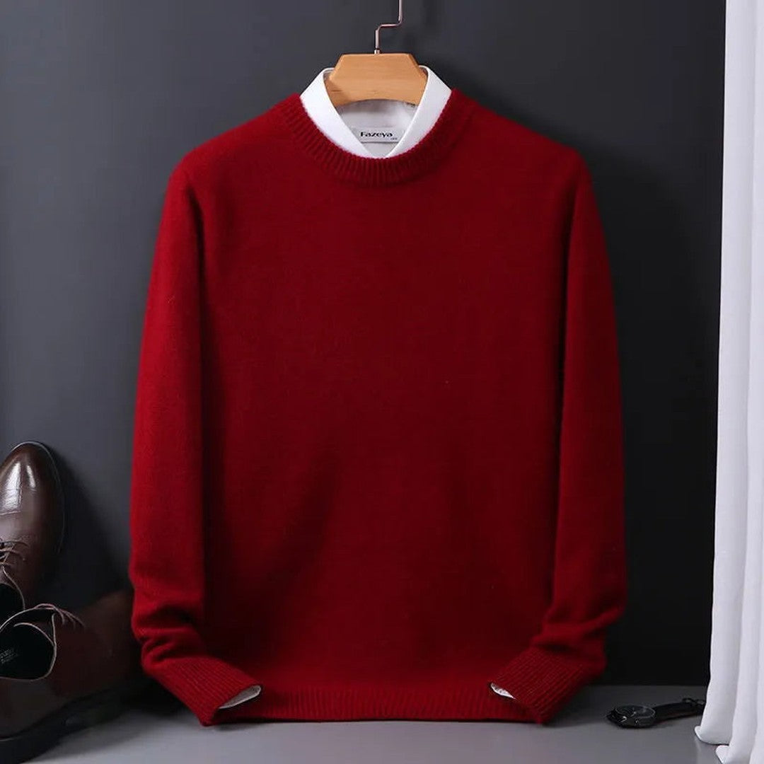 Woman wearing the Rosa women's knit sweater, side view