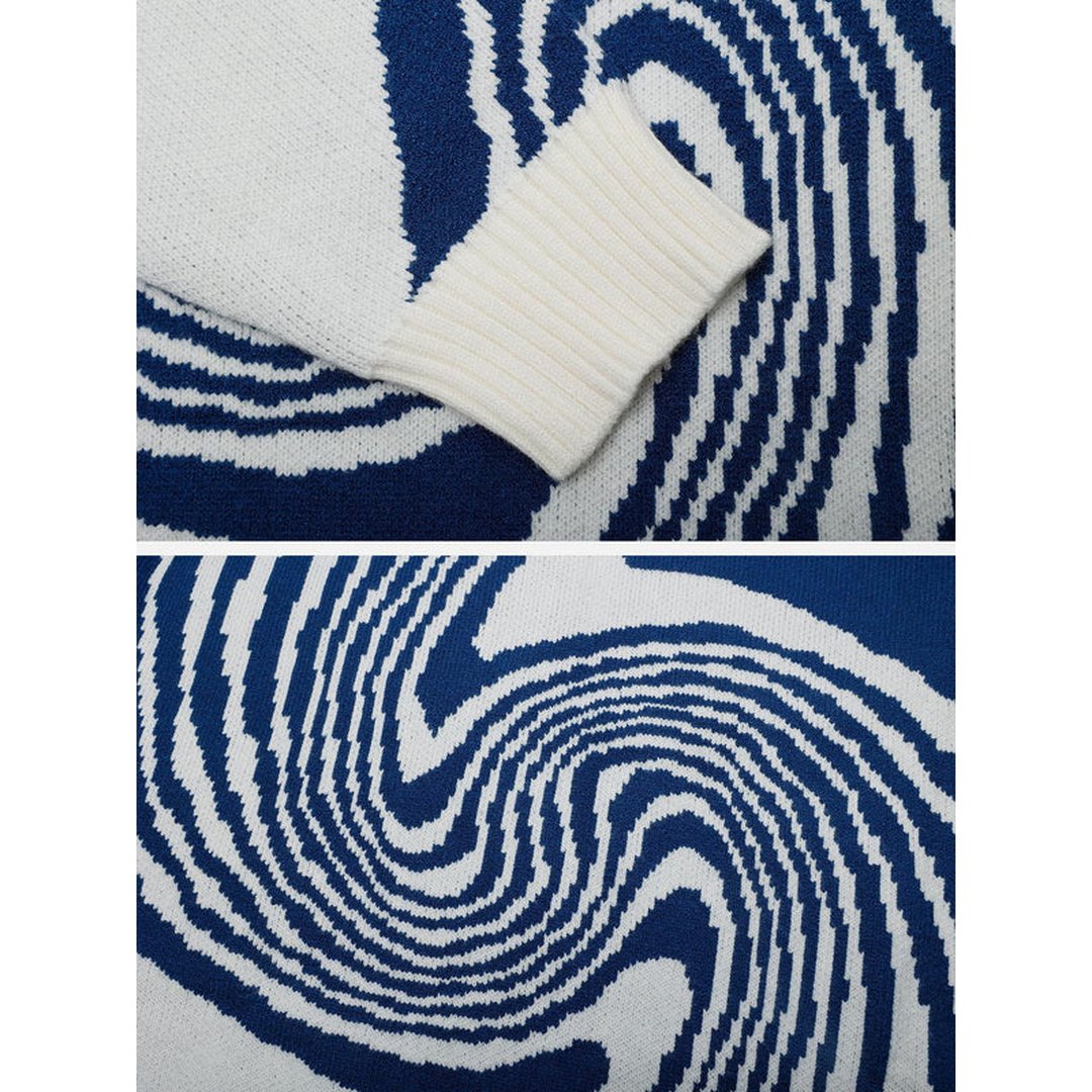 Woman wearing the Rosalind women's sweater, detail view