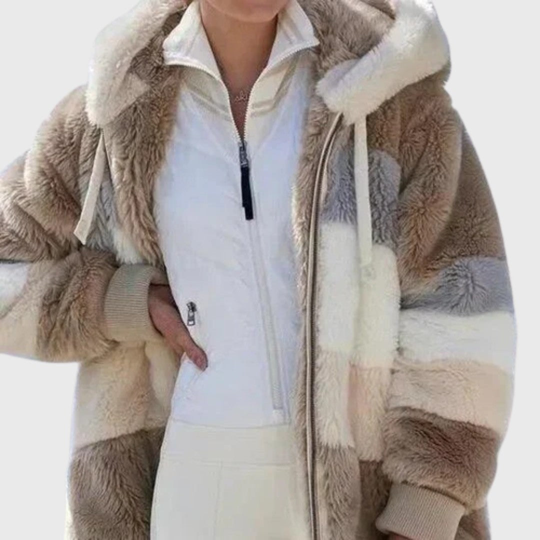 Woman wearing the Rosanna women's elegant jacket, model view