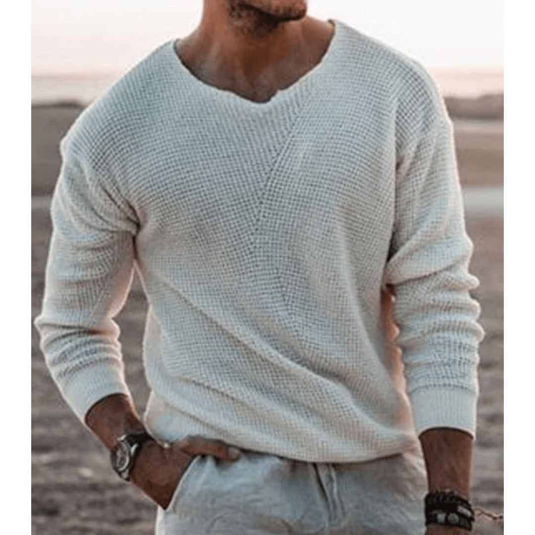 Man wearing the Roscoe men's elegant sweatshirt, front view