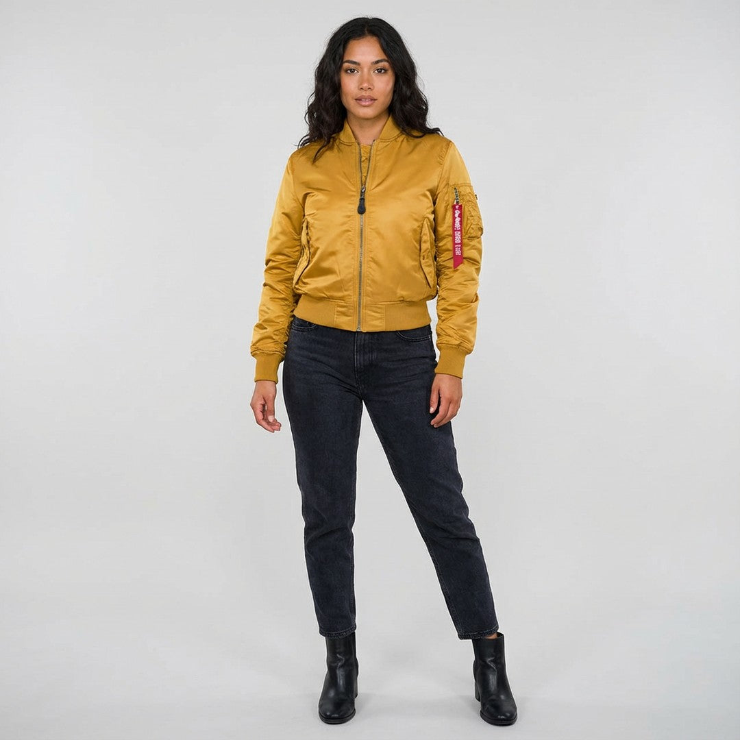 Woman wearing the Saoirse women's bomber jacket, 13 view